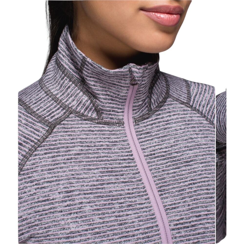 Lululemon Race Your Pace 1/2 Zip Hyper Stripe Mauvelous Heathered Black Size 8 - Picture 8 of 8